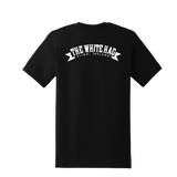 The White Hag Serpent Black Unisex Tshirt back with white The White Hag Logo