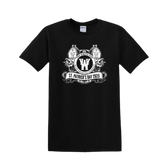 The White Hag Serpent Black Unisex Tshirt fron with white St. Patrick's Day Logo