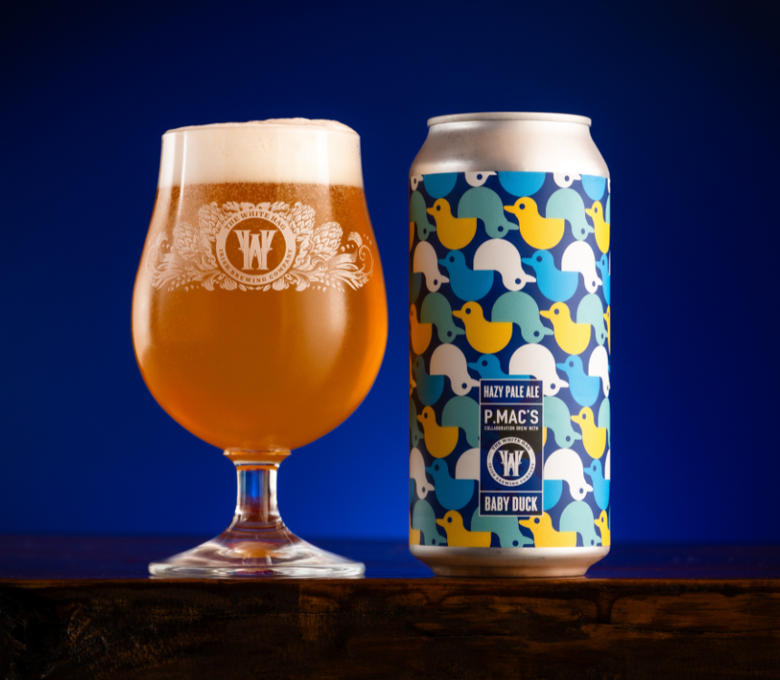 The White Hag Baby Duck Glass and Can