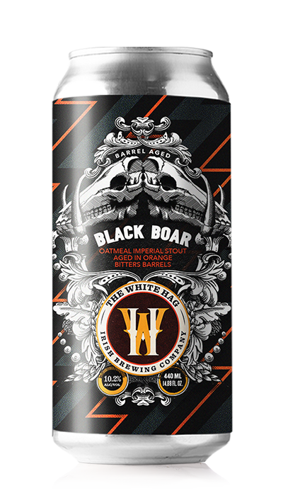 Beer can with 'Black Boar' branding on a white background