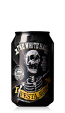 Black Festa Nuda Barrel Aged Pastry Stout can with skeleton design and 'The White Haze' branding on a white background